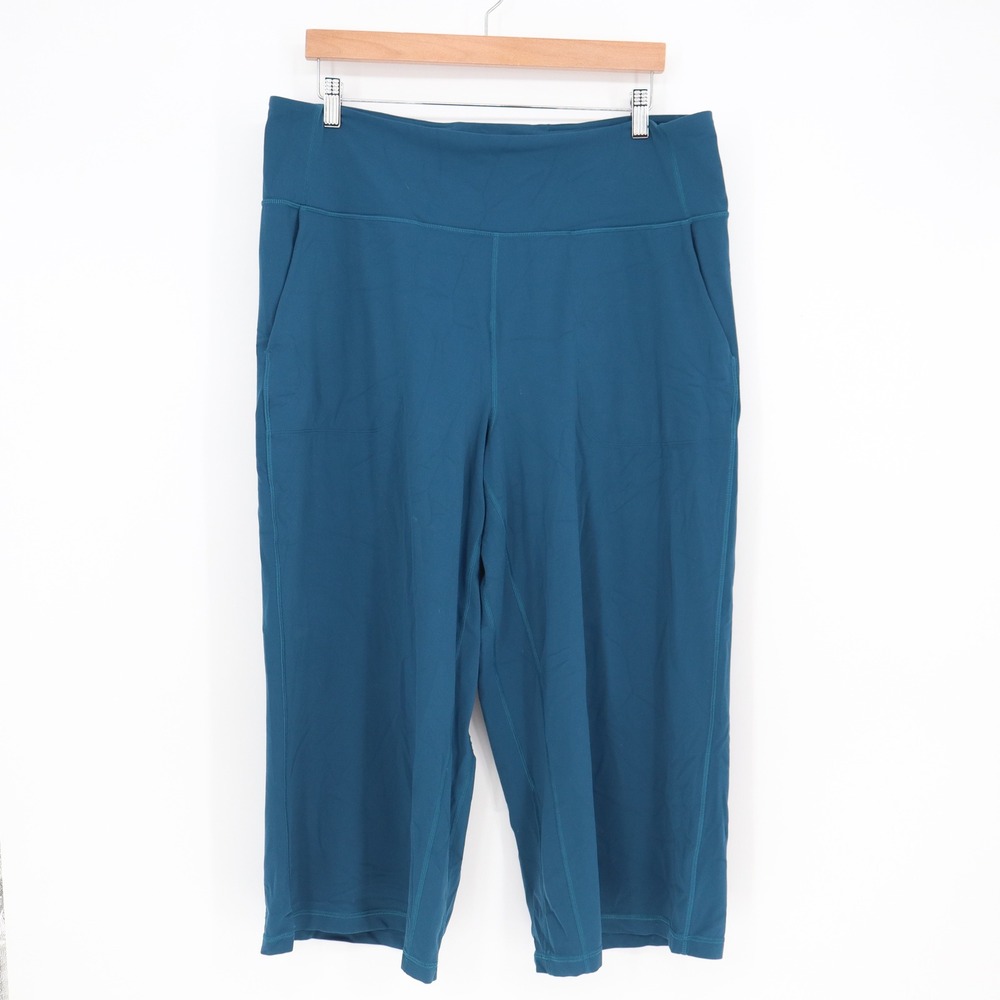 Lululemon Crop Pants Womens 18 Align Wide Leg Blue High Rise Pockets Excellent